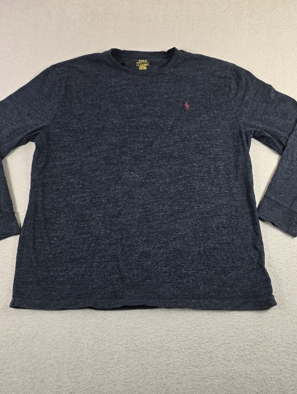 Polo Ralph Lauren Mens XL Gray Heather Long Sleeve Tee Classic Fit Logo Shirt